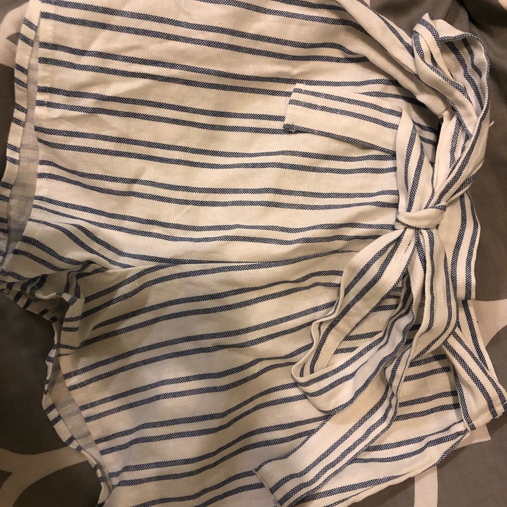 Cream and white linen shorts